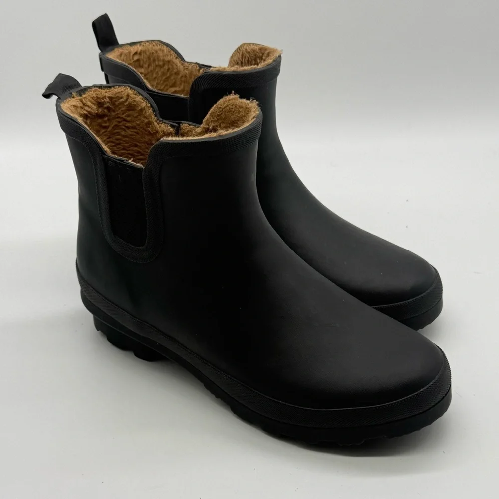 Chooka Classic Chelsea Rubber Boots Women's 8 Black High Top Shearling Lined